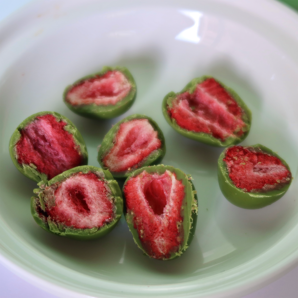 
                      
                        Matcha Chocolate Coated Freeze-Dried Strawberries
                      
                    